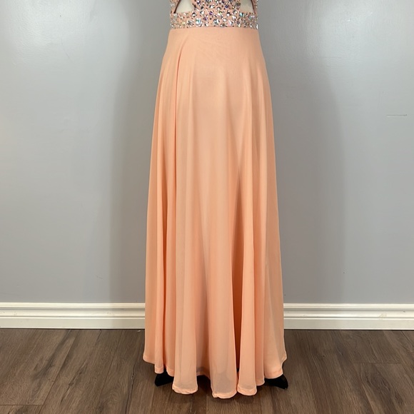 Miss Anne Long Dress Gown with Sparkling Clear Beads & Sequins to Cut Out Bodice - Picture 4 of 15